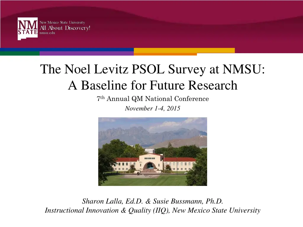 the noel levitz psol survey at nmsu a baseline n.w