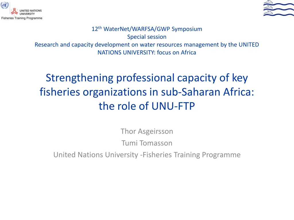 12 th waternet warfsa gwp symposium special n.w