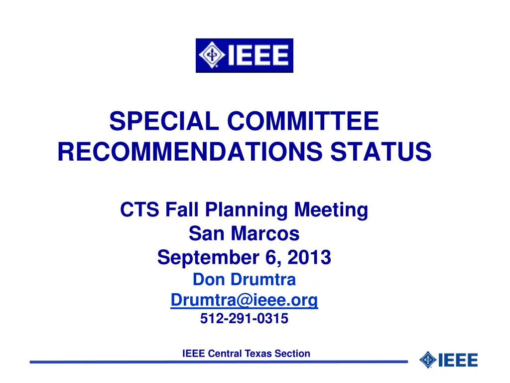 special committee recommendations status n.w
