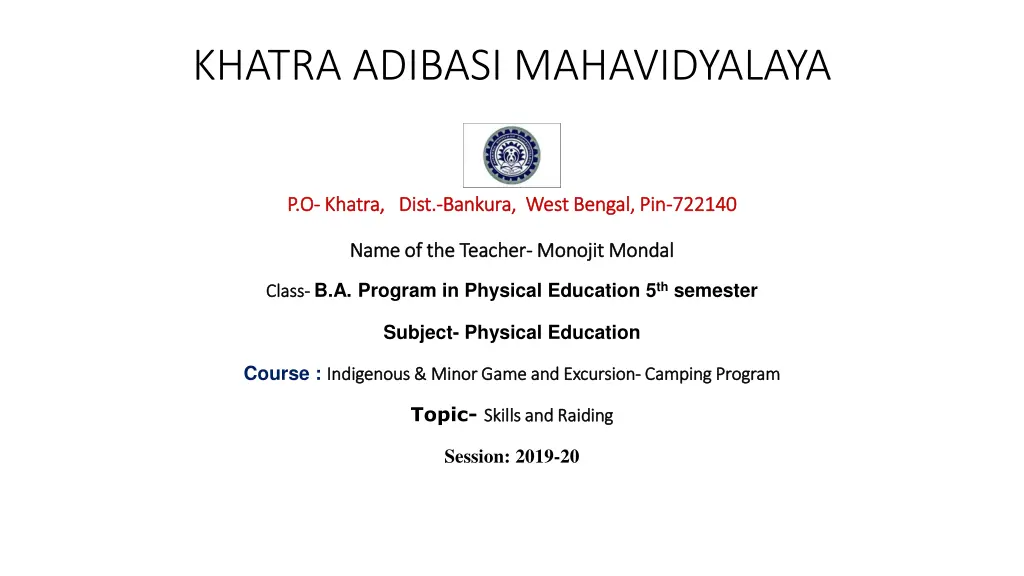 khatra adibasi mahavidyalaya n.w