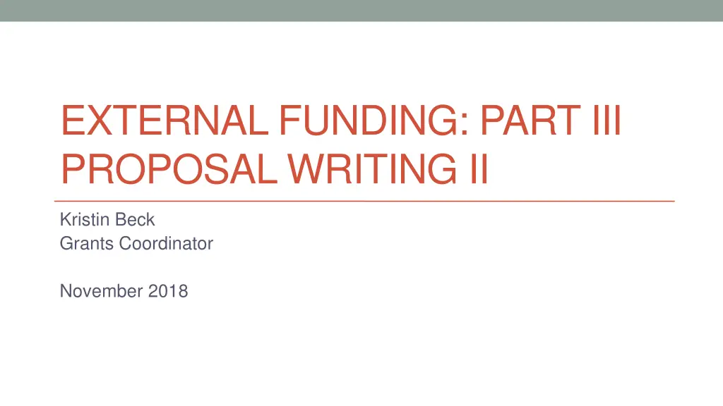 external funding part iii proposal writing ii n.w