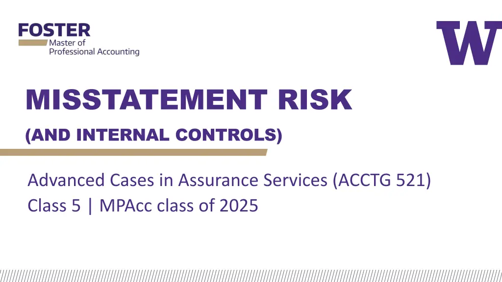 misstatement risk and internal controls n.w