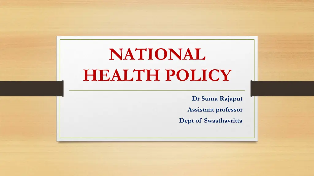 national health policy n.w