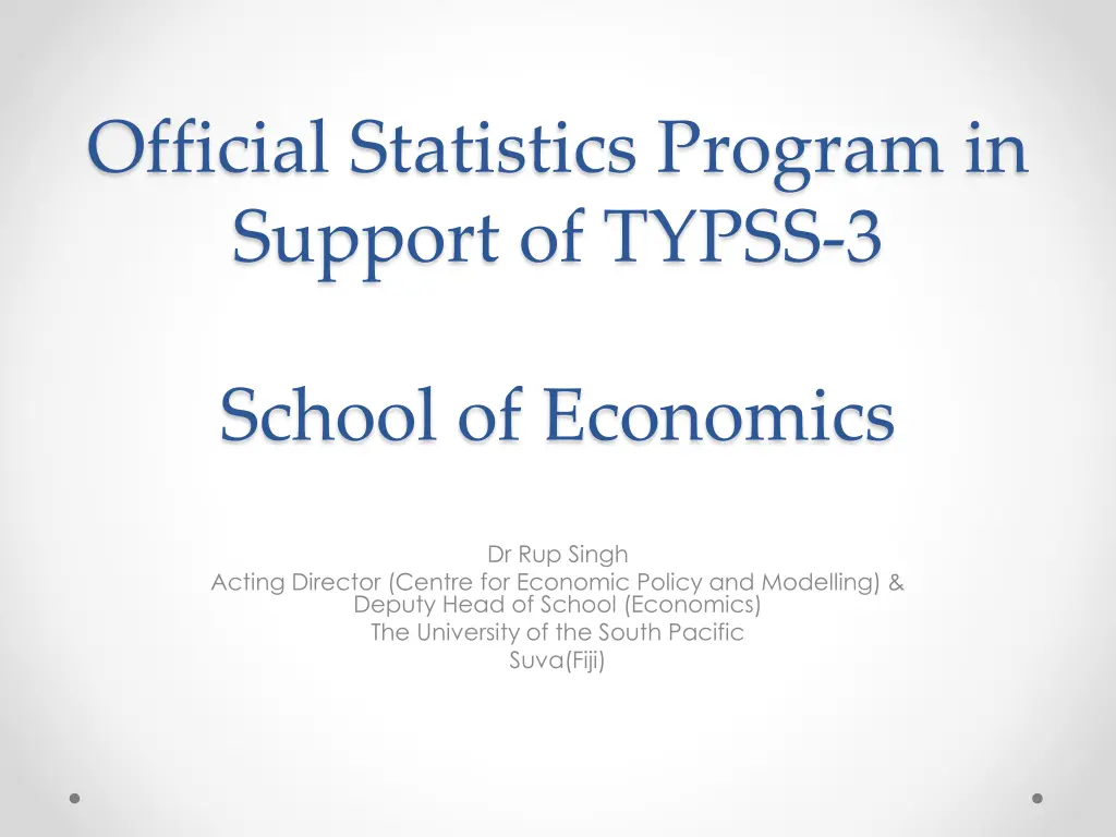 official statistics program in support of typss 3 n.w