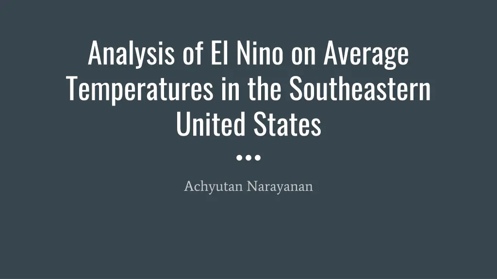 analysis of el nino on average temperatures n.w