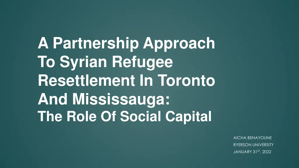 a partnership approach to syrian refugee n.w