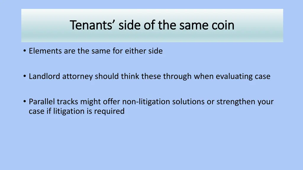 tenants side of the same coin tenants side n.w
