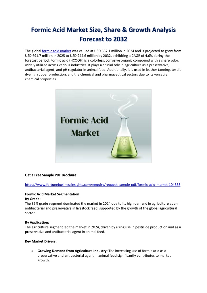 formic acid market size share growth analysis n.w