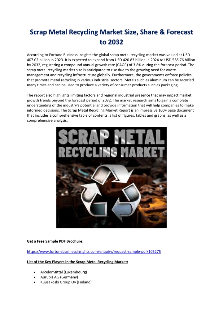 scrap metal recycling market size share forecast n.w