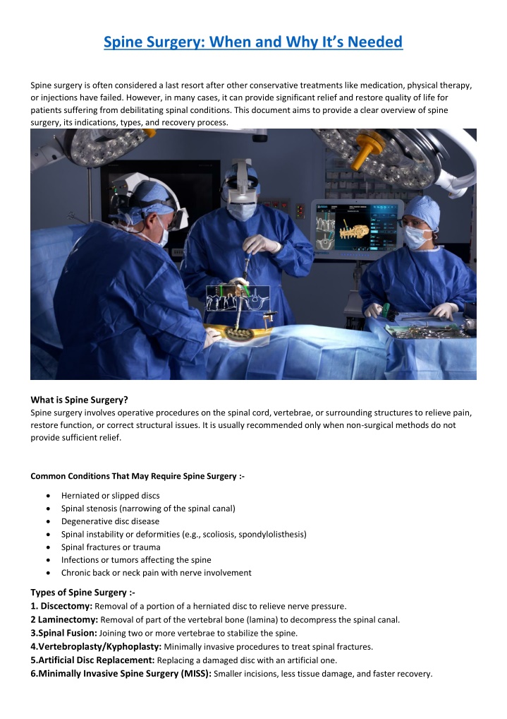 spine surgery when and why it s needed n.w