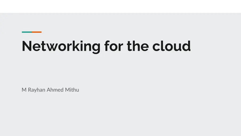 networking for the cloud n.w