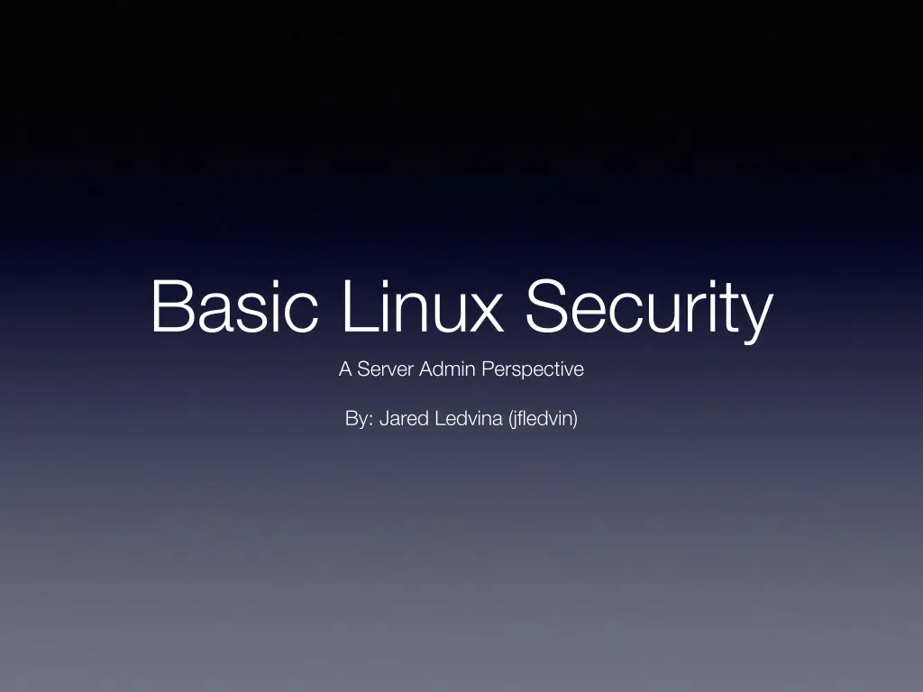 basic linux security a server admin perspective n.w