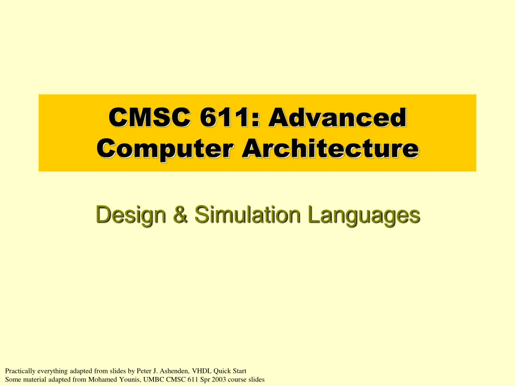 cmsc 611 advanced computer architecture n.w
