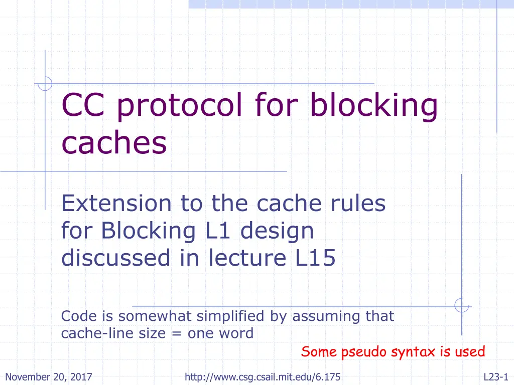 cc protocol for blocking caches n.w