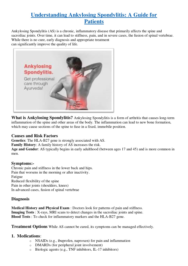 understanding ankylosing spondylitis a guide n.w