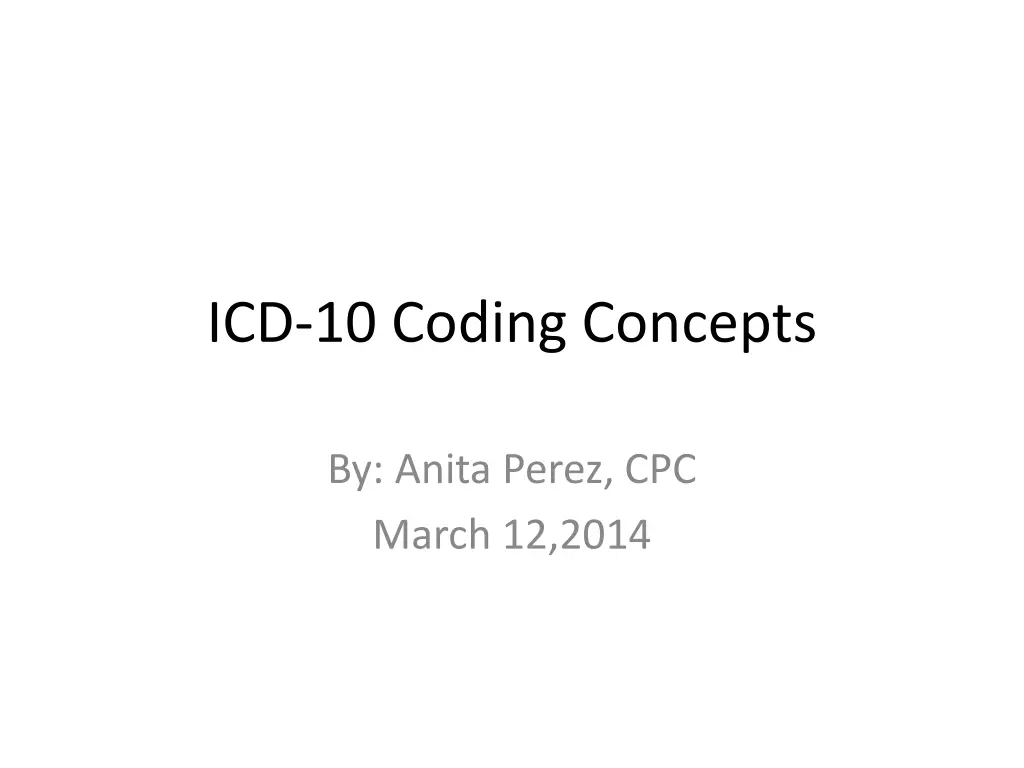 icd 10 coding concepts n.w