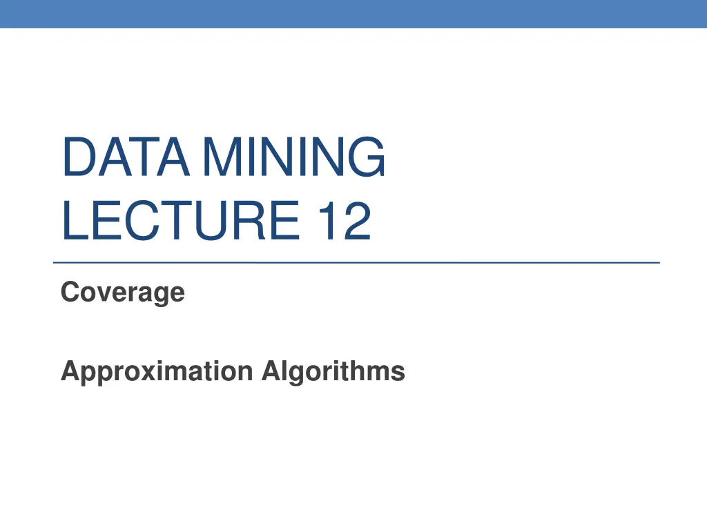 data mining lecture 12 n.w