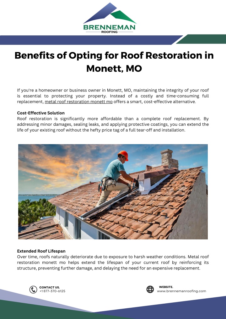 benefits of opting for roof restoration in monett n.w