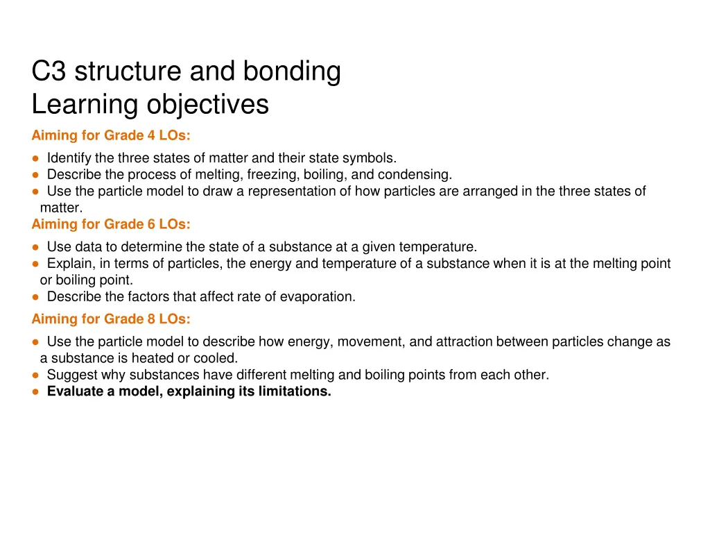 c3 structure and bonding learning objectives n.w