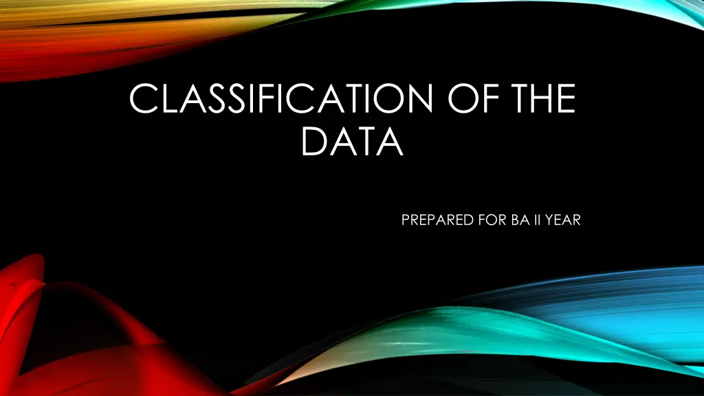 classification of the data n.w