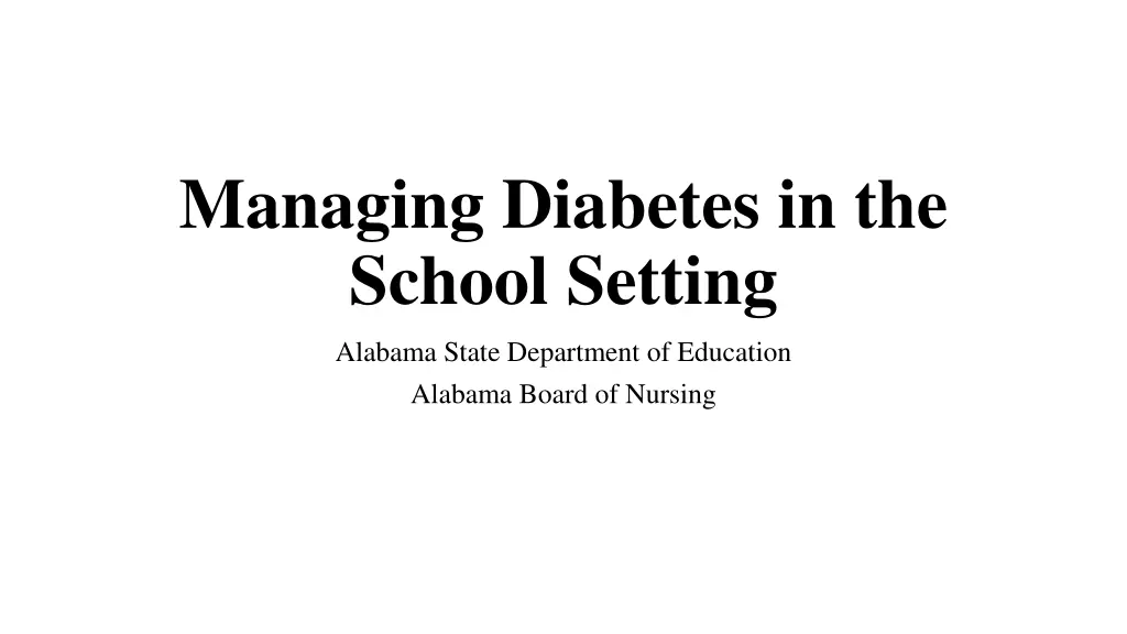 managing diabetes in the school setting n.w