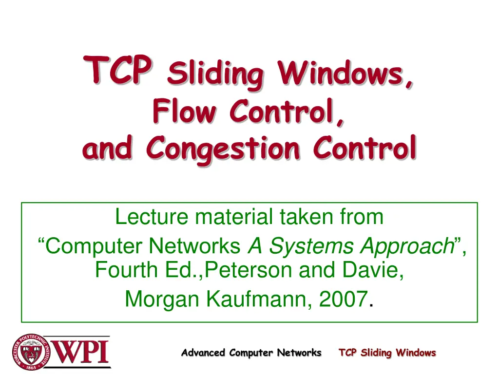 tcp sliding windows flow control and congestion n.w