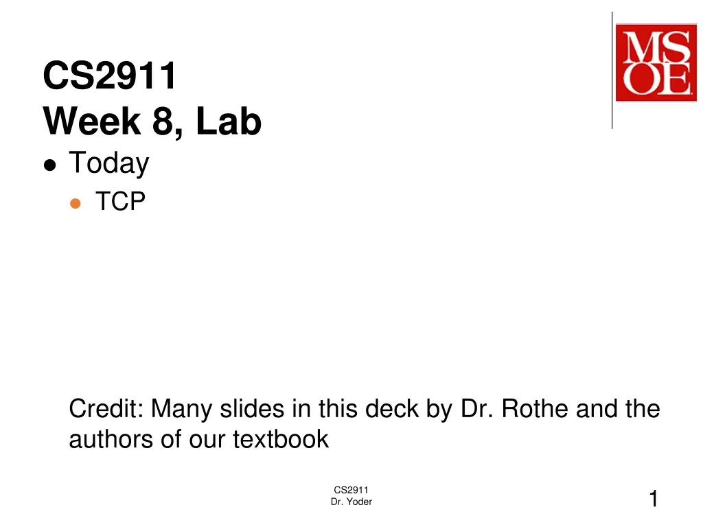 cs2911 week 8 lab today tcp n.w