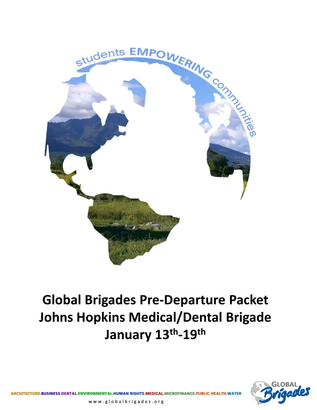 global brigades pre departure packet johns n.w