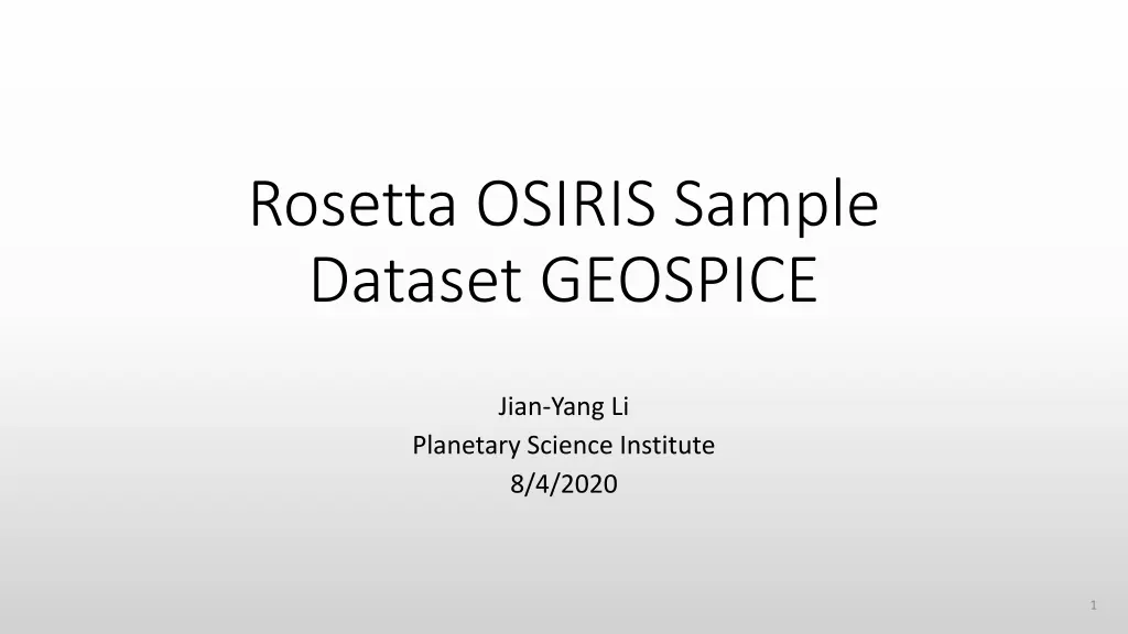 rosetta osiris sample dataset geospice n.w