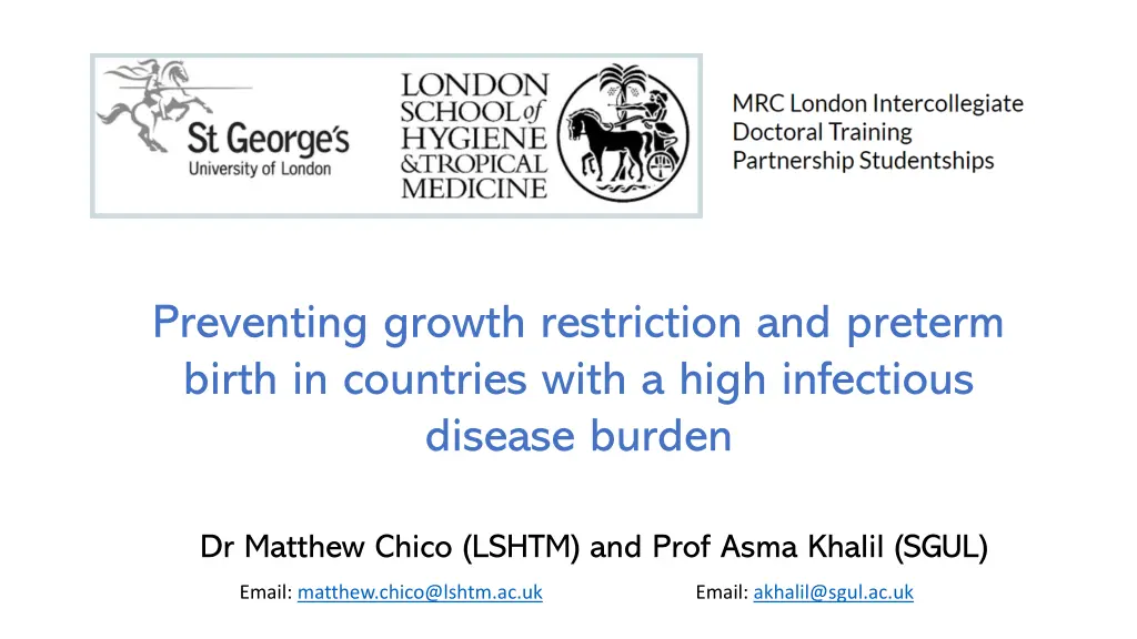 preventing growth restriction and preterm birth n.w