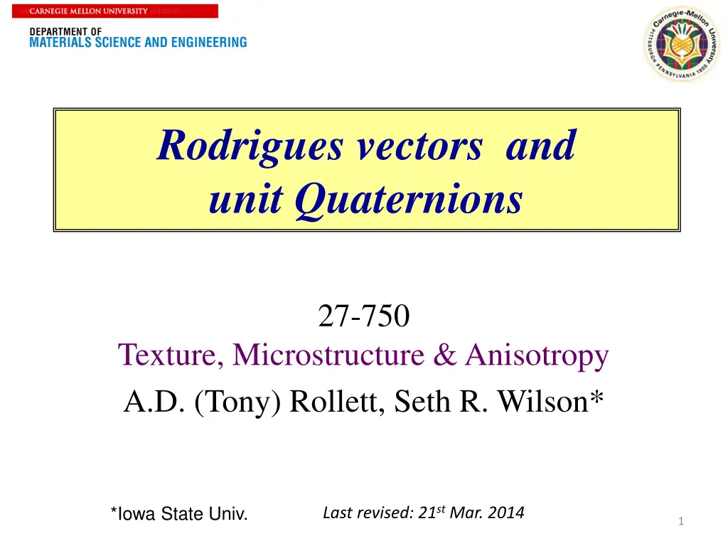 rodrigues vectors and unit quaternions n.w