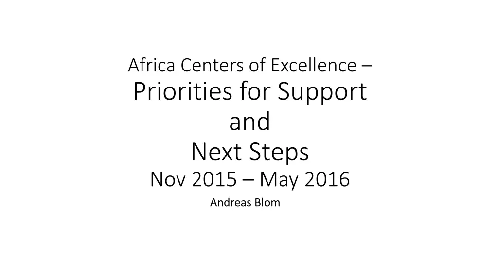 africa centers of excellence priorities n.w
