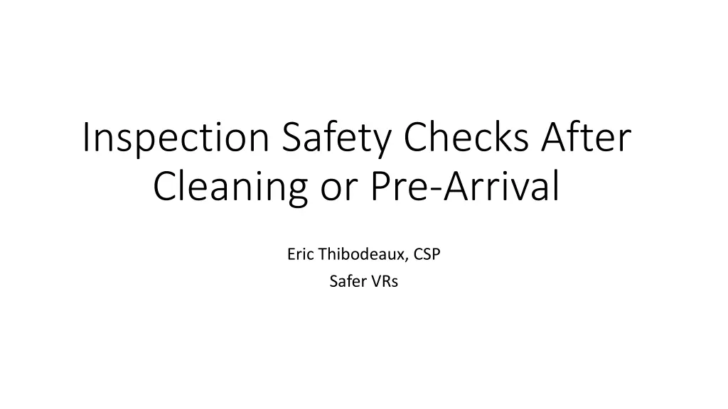 inspection safety checks after cleaning n.w