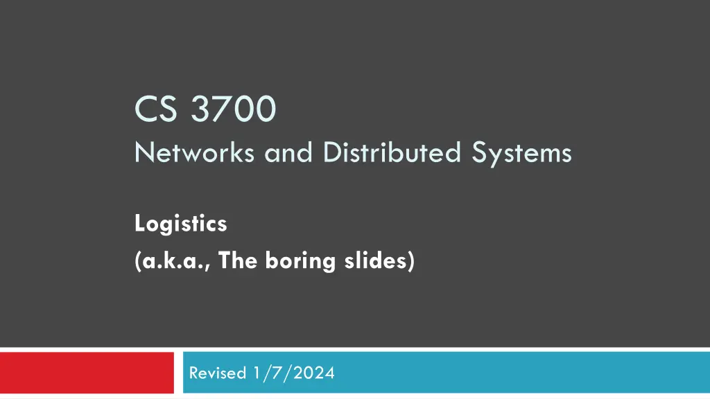 cs 3700 networks and distributed systems n.w