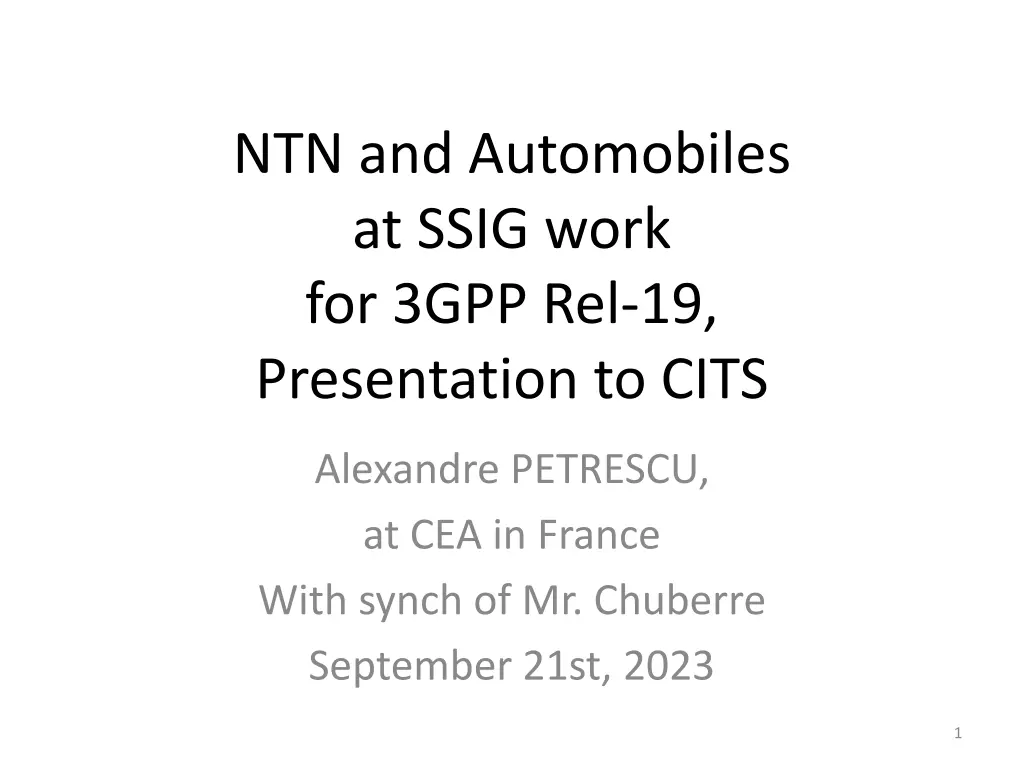ntn and automobiles at ssig work for 3gpp n.w