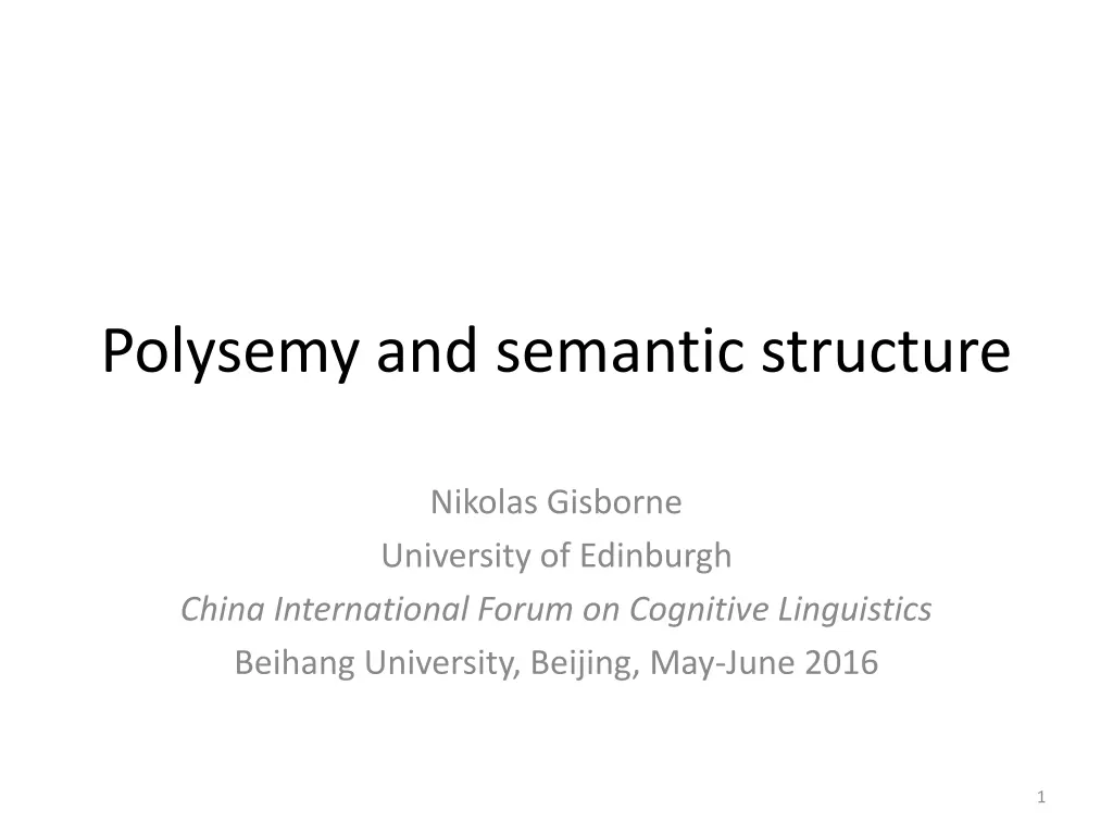 polysemy and semantic structure n.w