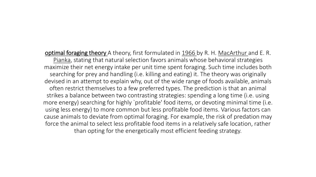 optimal foraging theory optimal foraging theorya n.w