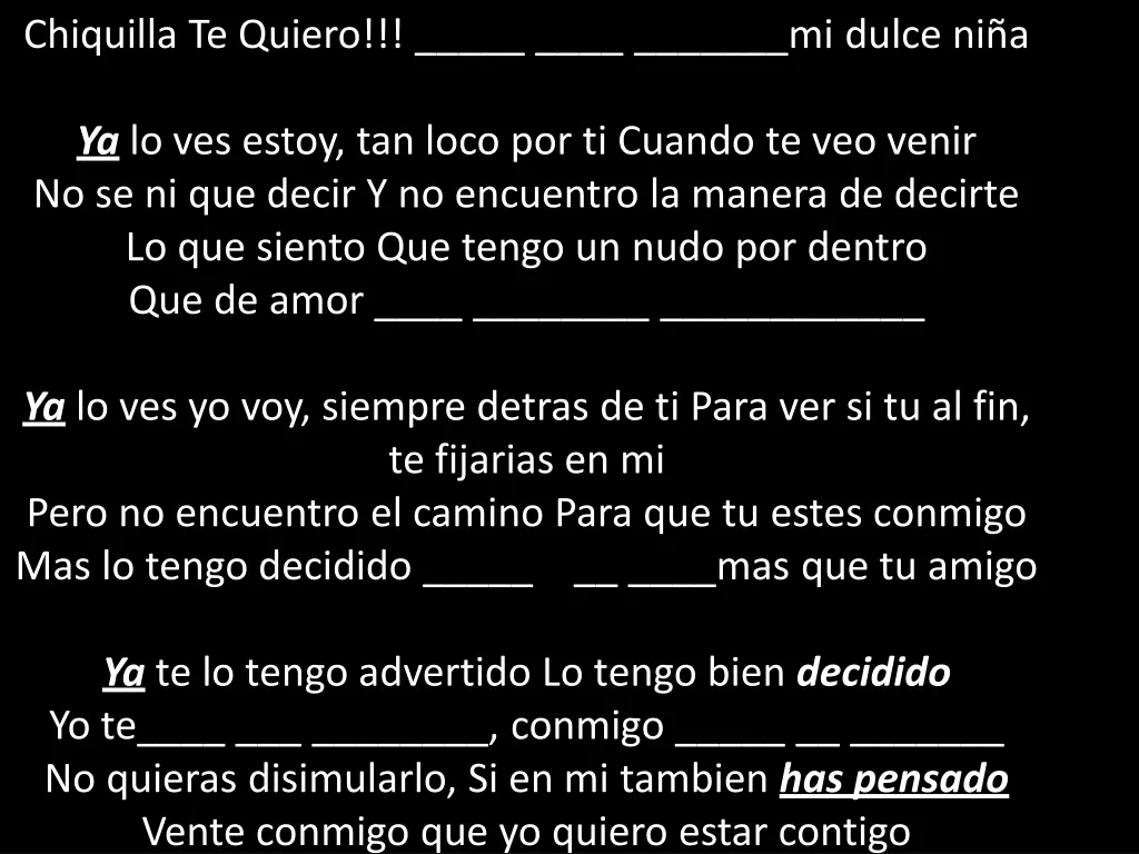 chiquilla te quiero mi dulce ni a n.w