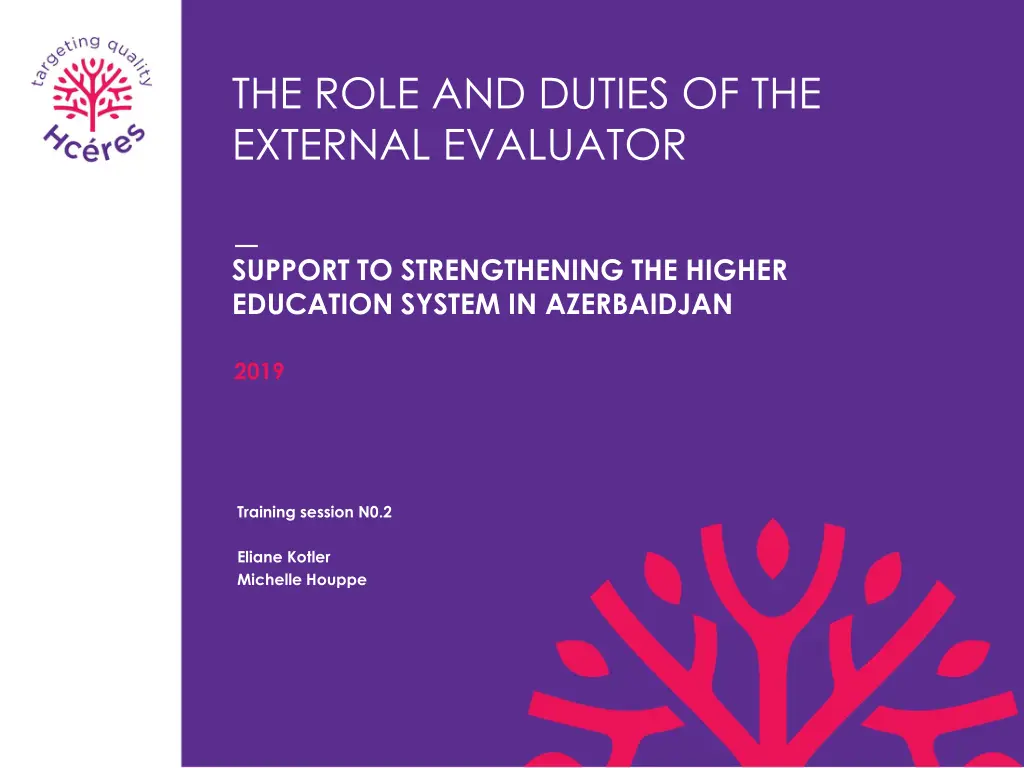 the role and duties of the external evaluator n.w