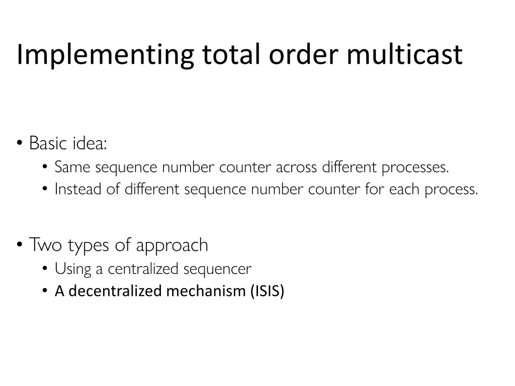 implementing total order multicast n.w