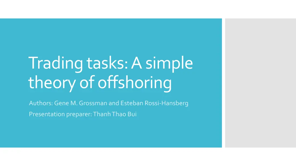 trading tasks a simple theory of offshoring n.w