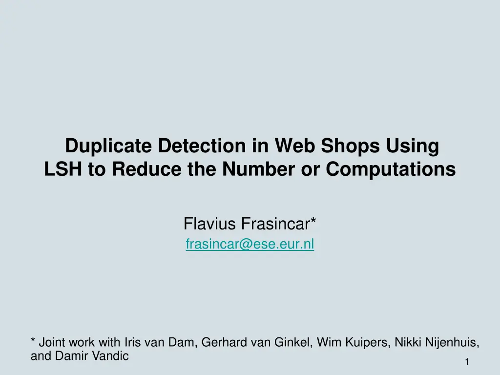 duplicate detection in web shops using n.w