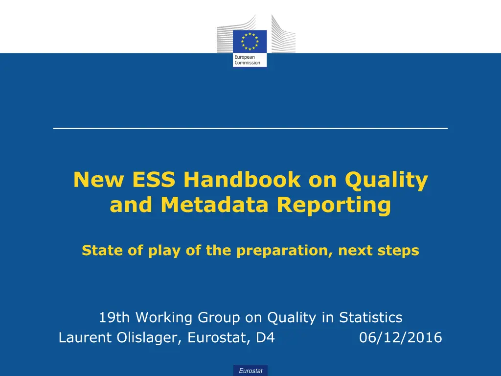 new ess handbook on quality and metadata reporting n.w