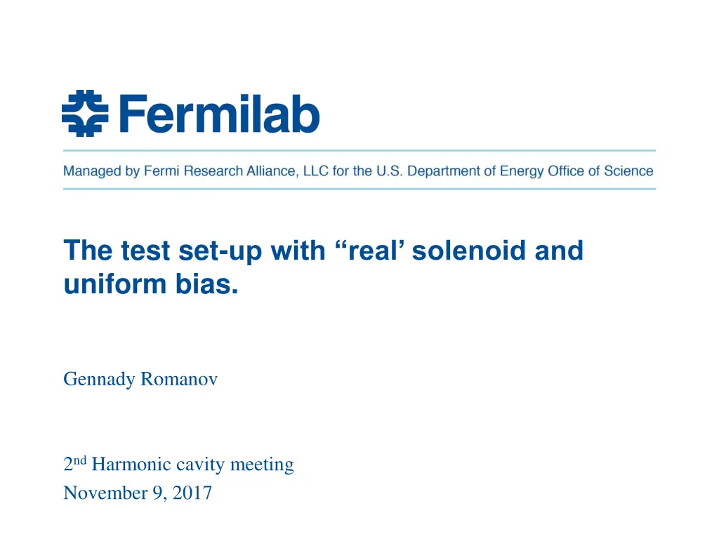 the test set up with real solenoid and uniform n.w