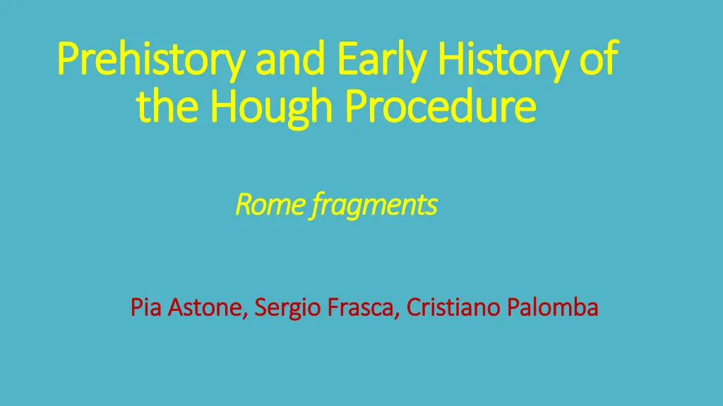 prehistory prehistoryand the the hough n.w
