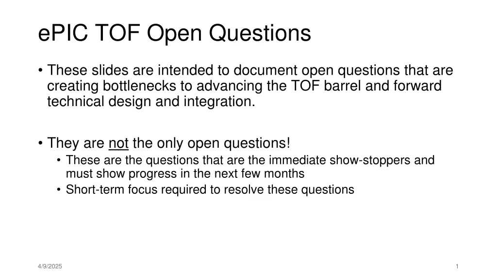 epic tof open questions n.w
