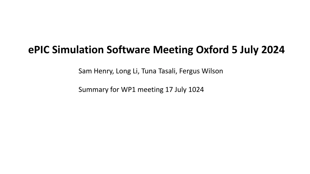 epic simulation software meeting oxford 5 july n.w