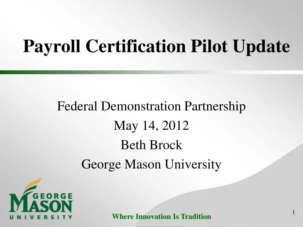 payroll certification pilot update n.w