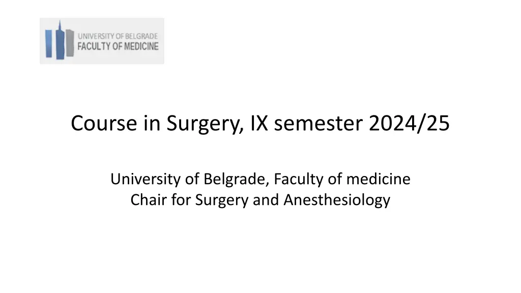 course in surgery ix semester 2024 25 n.w