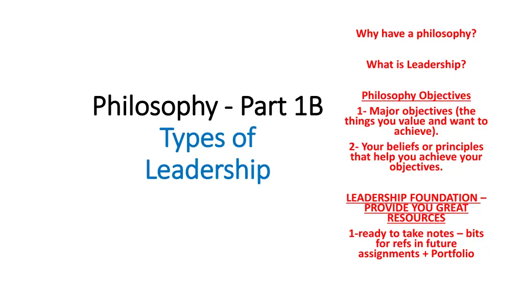 why have a philosophy n.w